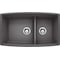 Blanco Performa Silgranit 60/40 Double Bowl Undermount Kitchen Sink with Low Divide - Cinder 441474 - alternate 1