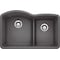 Blanco Diamond Silgranit 60/40 Double Bowl Undermount Kitchen Sink with Low Divide - Cinder 441591 - alternate 1