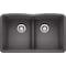 Blanco Diamond Silgranit 50/50 Double Bowl Undermount Kitchen Sink with Low Divide - Cinder 442071 - alternate 1
