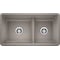 Blanco PRECIS UdrMt GraniteComp 33" 60/40 2Bowl Kitchen Sink Truffle 442522 - alternate 1
