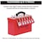 Master Lock Lockout Tagout Portable Group Lock Box, Steel, Hinged, 12 Padlocks, 6 in x 9.25 in x 3.75 in, Red 498A - alternate 7