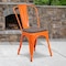 Flash Furniture Orange Metal Stackable Chair with Wood Seat, PK4 4-CH-31230-OR-WD-GG - alternate 1