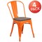 Flash Furniture Orange Metal Stackable Chair with Wood Seat, PK4 4-CH-31230-OR-WD-GG - alternate 3