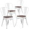 Flash Furniture White Metal Stackable Chair with Wood Seat, PK4 4-CH-31230-WH-WD-GG - alternate 3