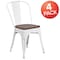 Flash Furniture White Metal Stackable Chair with Wood Seat, PK4 4-CH-31230-WH-WD-GG - alternate 2