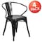 Flash Furniture Black Metal Indoor-Outdoor Chair with Arms, PK4 4-CH-31270-BK-GG - alternate 1