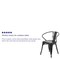 Flash Furniture Black Metal Indoor-Outdoor Chair with Arms, PK4 4-CH-31270-BK-GG - alternate 4