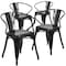 Flash Furniture Black Metal Indoor-Outdoor Chair with Arms, PK4 4-CH-31270-BK-GG - alternate 2