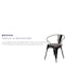 Flash Furniture Black Metal Chair with Wood Seat and Arms, PK4 4-CH-31270-BK-WD-GG - alternate 2