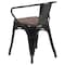 Flash Furniture Black Metal Chair with Wood Seat and Arms, PK4 4-CH-31270-BK-WD-GG - alternate 8