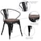 Flash Furniture Black Metal Chair with Wood Seat and Arms, PK4 4-CH-31270-BK-WD-GG - alternate 7