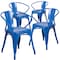 Flash Furniture Blue Metal Indoor-Outdoor Chair with Arms, PK4 4-CH-31270-BL-GG - alternate 4