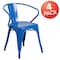 Flash Furniture Blue Metal Indoor-Outdoor Chair with Arms, PK4 4-CH-31270-BL-GG - alternate 3