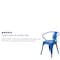 Flash Furniture Blue Metal Indoor-Outdoor Chair with Arms, PK4 4-CH-31270-BL-GG - alternate 2