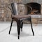 Flash Furniture Black-Antique Gold Metal Chair with Wood Seat and Arms, PK4 4-CH-31270-BQ-WD-GG - alternate 1