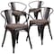 Flash Furniture Black-Antique Gold Metal Chair with Wood Seat and Arms, PK4 4-CH-31270-BQ-WD-GG - alternate 3