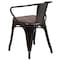 Flash Furniture Black-Antique Gold Metal Chair with Wood Seat and Arms, PK4 4-CH-31270-BQ-WD-GG - alternate 9