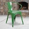 Flash Furniture Green Metal Indoor-Outdoor Chair with Arms, PK4 4-CH-31270-GN-GG - alternate 1