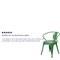 Flash Furniture Green Metal Indoor-Outdoor Chair with Arms, PK4 4-CH-31270-GN-GG - alternate 3
