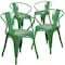 Flash Furniture Green Metal Indoor-Outdoor Chair with Arms, PK4 4-CH-31270-GN-GG - alternate 2