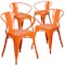 Flash Furniture Orange Metal Indoor-Outdoor Chair with Arms, PK4 4-CH-31270-OR-GG - alternate 4