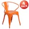 Flash Furniture Orange Metal Indoor-Outdoor Chair with Arms, PK4 4-CH-31270-OR-GG - alternate 1