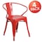 Flash Furniture Red Metal Indoor-Outdoor Chair with Arms, PK4 4-CH-31270-RED-GG - alternate 2