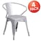 Flash Furniture Silver Metal Indoor-Outdoor Chair with Arms, PK4 4-CH-31270-SIL-GG - alternate 1
