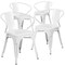 Flash Furniture White Metal Indoor-Outdoor Chair with Arms, PK4 4-CH-31270-WH-GG - alternate 5
