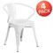 Flash Furniture White Metal Indoor-Outdoor Chair with Arms, PK4 4-CH-31270-WH-GG - alternate 4