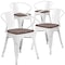 Flash Furniture White Metal Chair with Wood Seat and Arms, PK4 4-CH-31270-WH-WD-GG - alternate 4