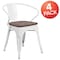 Flash Furniture White Metal Chair with Wood Seat and Arms, PK4 4-CH-31270-WH-WD-GG - alternate 5