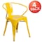 Flash Furniture Yellow Metal Indoor-Outdoor Chair with Arms, PK4 4-CH-31270-YL-GG - alternate 1
