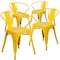 Flash Furniture Yellow Metal Indoor-Outdoor Chair with Arms, PK4 4-CH-31270-YL-GG - alternate 5