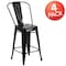 Flash Furniture 4 " High Black Metal Counter Height Stool, PK4 4-CH-31320-24GB-BK-GG - alternate 3