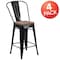 Flash Furniture Black Metal Counter Stool, 24", PK4 4-CH-31320-24GB-BK-WD-GG - alternate 3