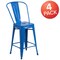 Flash Furniture 24"H Blue Metal Counter Height Stool w/ Back, PK4 4-CH-31320-24GB-BL-GG - alternate 4