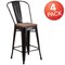 Flash Furniture Black-Antique Metal Stool, 24", PK4 4-CH-31320-24GB-BQ-WD-GG - alternate 5