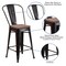 Flash Furniture Black-Antique Metal Stool, 24", PK4 4-CH-31320-24GB-BQ-WD-GG - alternate 4