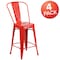 Flash Furniture 4PK 24"H Red Metal Counter Height Stool with Back 4-CH-31320-24GB-RED-GG - alternate 3