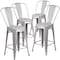 Flash Furniture 4PK 24"H Silver Metal Counter Height Stool w/Back 4-CH-31320-24GB-SIL-GG - alternate 3
