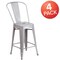 Flash Furniture 4PK 24"H Silver Metal Counter Height Stool w/Back 4-CH-31320-24GB-SIL-GG - alternate 2