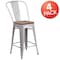 Flash Furniture Silver Metal Counter Stool, 24", PK4 4-CH-31320-24GB-SIL-WD-GG - alternate 2