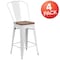 Flash Furniture White Metal Counter Stool, 24", PK4 4-CH-31320-24GB-WH-WD-GG - alternate 3