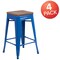Flash Furniture Blue Metal Counter Stool, 24", PK4 4-CH-31320-24-BL-WD-GG - alternate 3