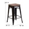Flash Furniture Black-Antique Metal Stool, 24", PK4 4-CH-31320-24-BQ-WD-GG - alternate 8