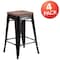 Flash Furniture Black-Antique Metal Stool, 24", PK4 4-CH-31320-24-BQ-WD-GG - alternate 3