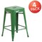 Flash Furniture 4PK 24"H Backless Green Metal Counter Height Stool 4-CH-31320-24-GN-GG - alternate 2