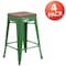 Flash Furniture Green Metal Counter Stool, 24", PK4 4-CH-31320-24-GN-WD-GG - alternate 3