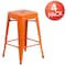 Flash Furniture 4PK 24" High Backless Orange Counter Height Stool 4-CH-31320-24-OR-GG - alternate 2